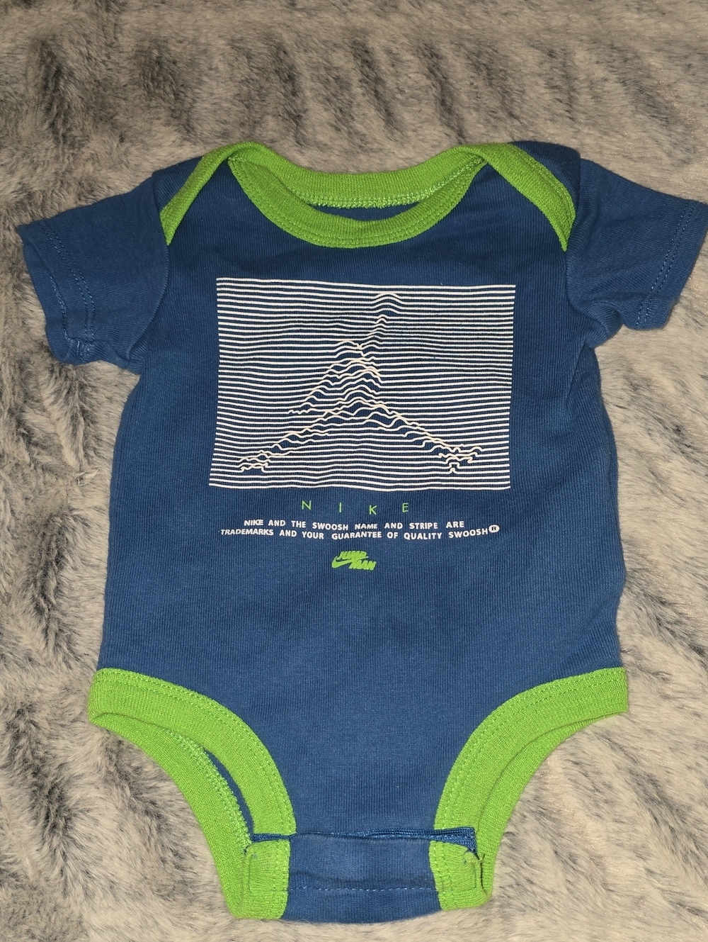 Nike Blue and Green Infant Bodysuit with Graphic